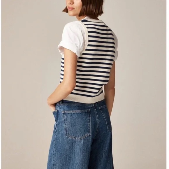 NWOT J. Crew Emilie Sweater-Vest in Navy/Cream Stripe - M - Picture 6 of 6